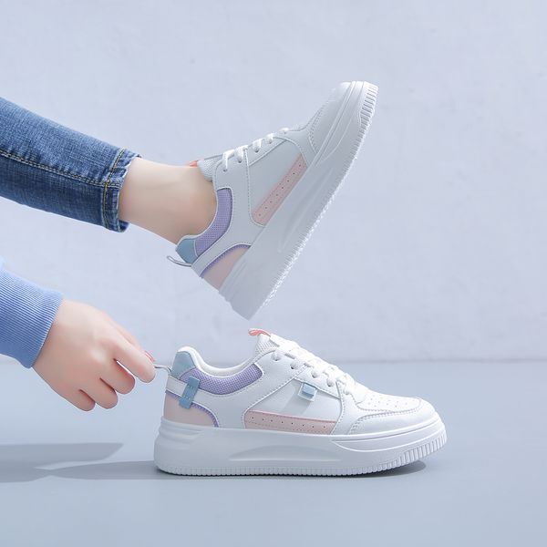 

fashion ale women's flatboard shoes white-pink white-purple spring casual shoes sneakers color18, Black