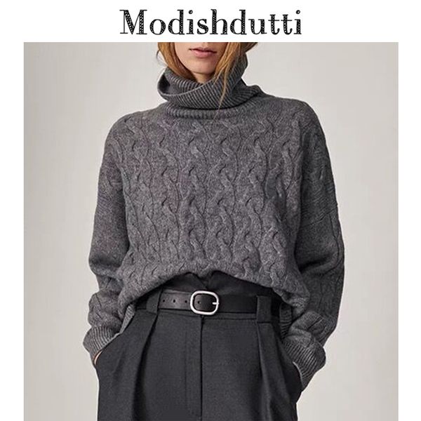 

women's sweaters modishdutti women winter warm turtleneck knitted sweater casual solid jumper female gray pullovers 230301, White;black