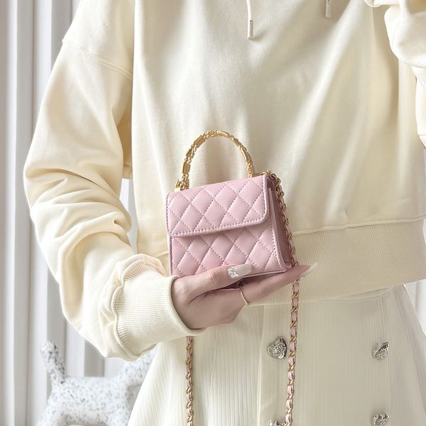 

10a original quality genuine leather chain bag 11cm lady flap bags purse with box c125