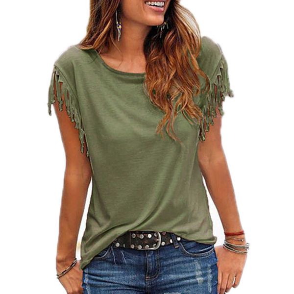 

women's t-shirt casual tassel tshirt cotton short sleeve solid color tees o neck women's clothing spring summer ladies 2023 z0301, White