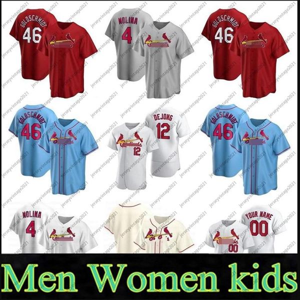 

2020 new custom men women kids 4 yadier molina 13 matt carpenter 46 paul goldschmidt 50 adam wainwright baseball jerseys314t, Blue;black