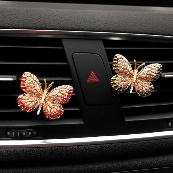 

decorations rhinestone diamond colorful butterfly car air freshener perfume clip auto decoration accessories interior r230228