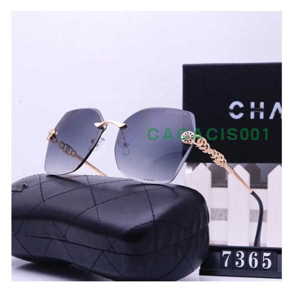 

designer channel sunglass new pattern complete gift box luxury men womens temperament polarized sport fashion frameless sunglasses shades, White;black