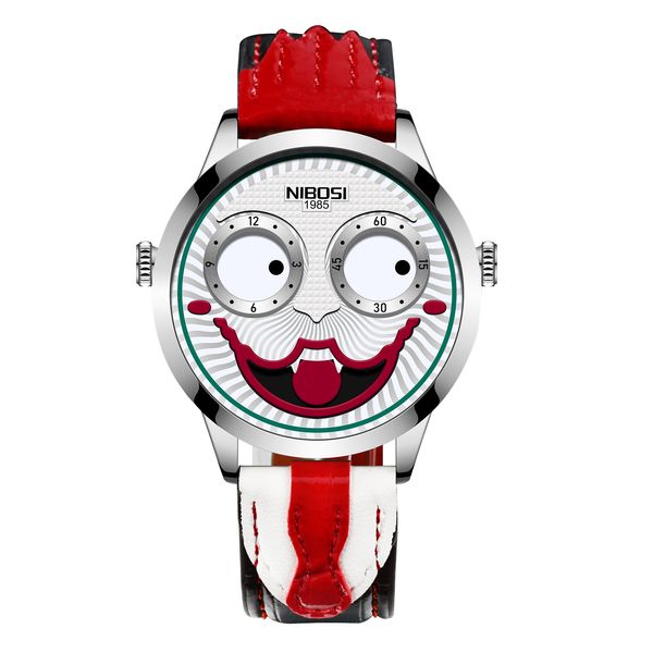 

2023 popular new russian clown men's watch popular fashion trend quartz watch in europe and america leather stainless steel, Slivery;brown