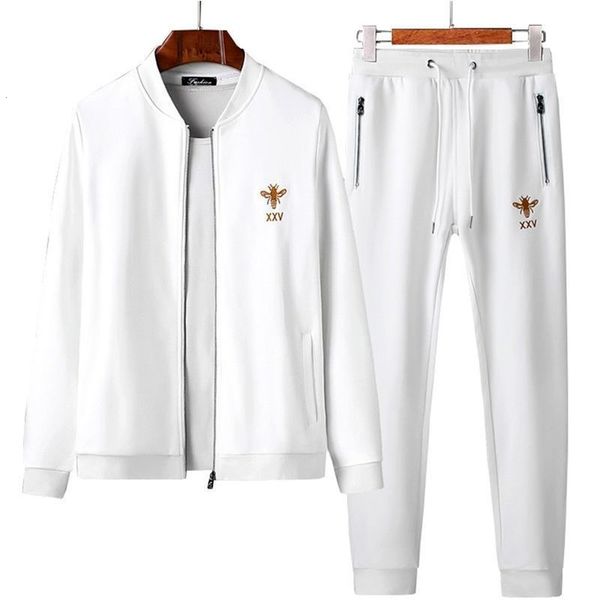 

men's tracksuits sets autumn and winter casual sports long sleeved trousers embroidered bee sweater two piece tracksuit 230228, Gray