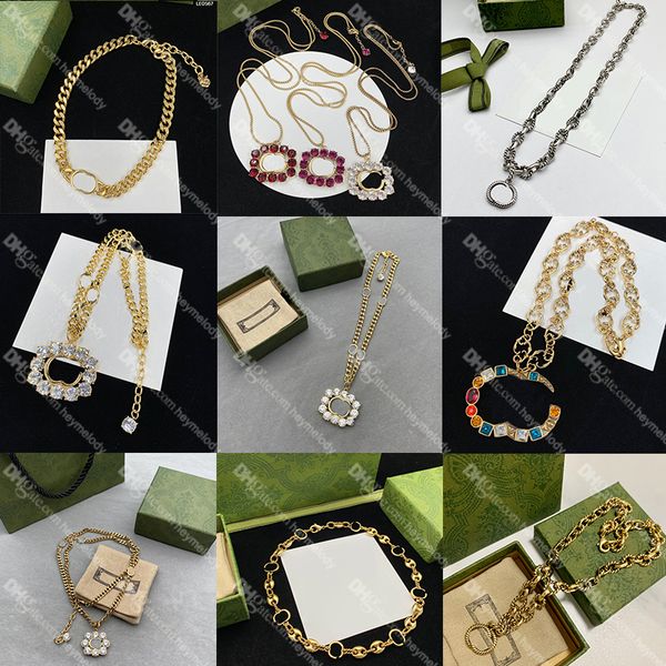

20 styles g diamond necklaces pendant gold chain necklace designer jewelry party wedding lovers gift engagement jewelry with box, Silver