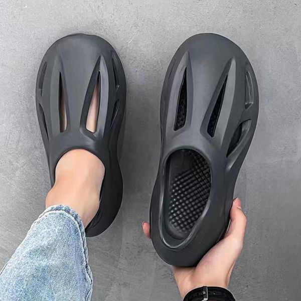 

sandals hole shoes men wear online celebrity beach shoes in summer non-slip platform fashion men's sandals and outdoor flats slippersj2, Black