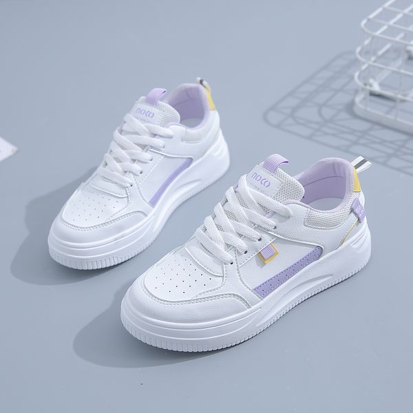 

fashion ale women's flatboard shoes white-pink white-purple spring casual shoes sneakers color7, Black