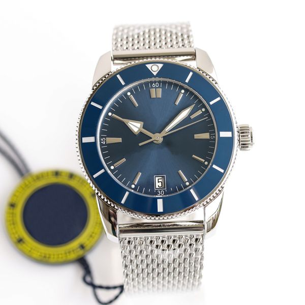 

mens watches luxury watch 42mm blue dial silver case automatic watch stainless steel bracelet luminous needles 1884 wristwatches, Slivery;brown