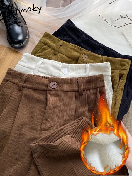 

women's pants capris yitimoky corduroy pants for women fall winter high waist straight wide leg trousers vintage causal black fleece wa, Black;white