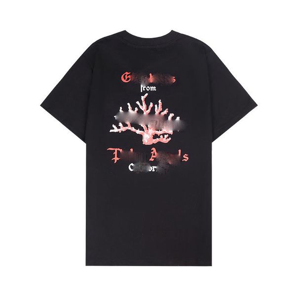 

men's t shirts chao brand angel letter direct spray printing short sleeve t shirt palm tree net red youth couples clothing wholesale, White;black
