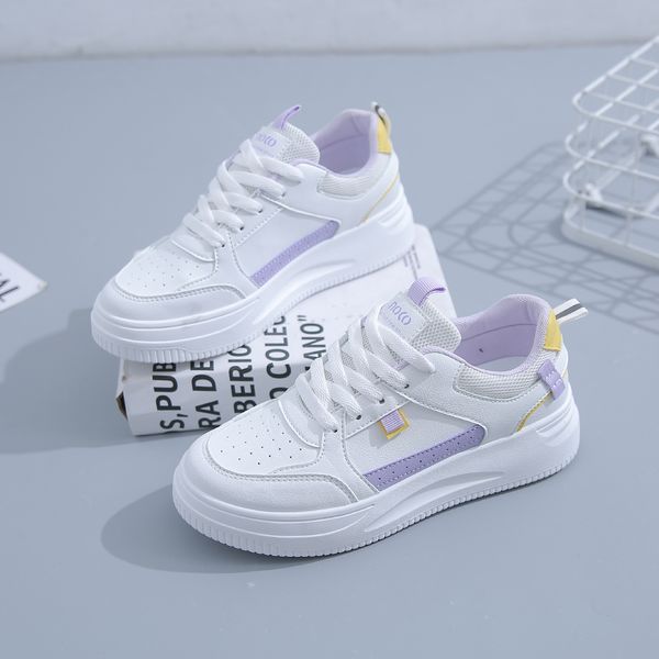

fashion ale women's flatboard shoes white-pink white-purple spring casual shoes sneakers color2, Black
