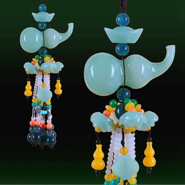 

interior decorations car perfume pendant auspicious cloud green jade lotus gourd creative decoration ornaments car accessories r230228