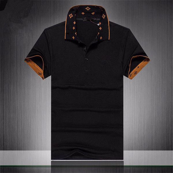 

2023 summer polo shirt men's lapel short sleeve t-shirt european station fashion2, White;black