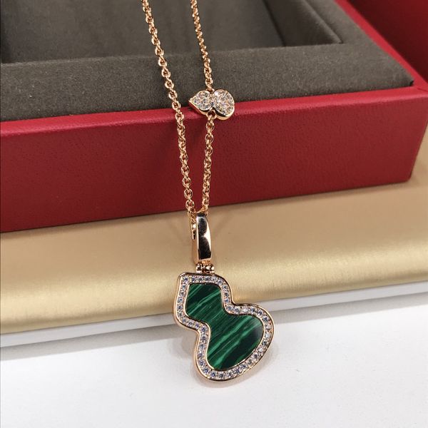 

jewelry diamond pendant necklace classic titanium steel diamonds bottle gourd pendant necklaces 18k gold plated women luck necklace wholesal, Silver