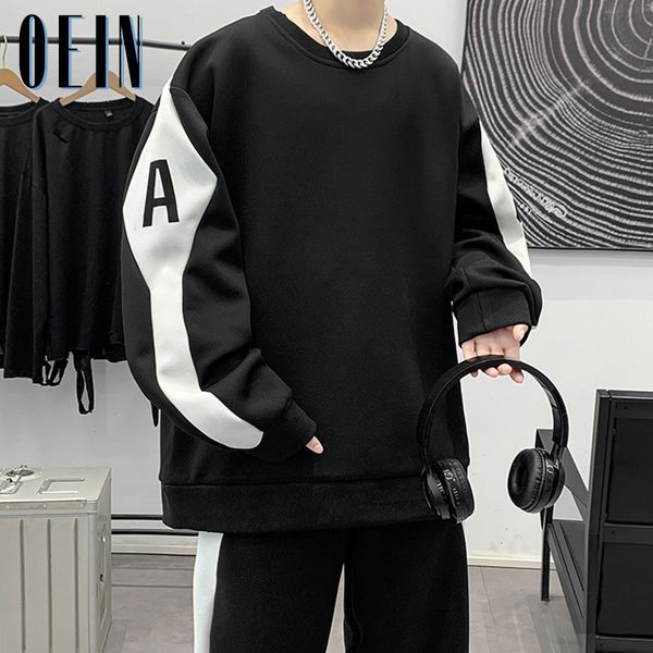 

men's tracksuits oein oversized hoodies and jogger set 2023 spring fleece lined streetwear 2 pieces tracksuit fashion jogging suit 2302, Gray