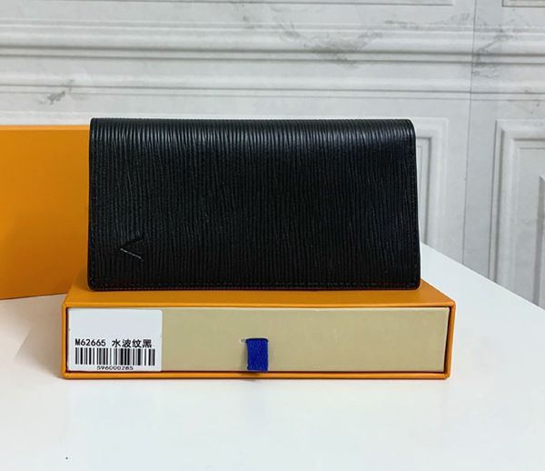 

2023 luxury brand fashion designer wallets luxury brazza purse mens womens leather clutch bags highs quality monograms coin purses long slim, Black