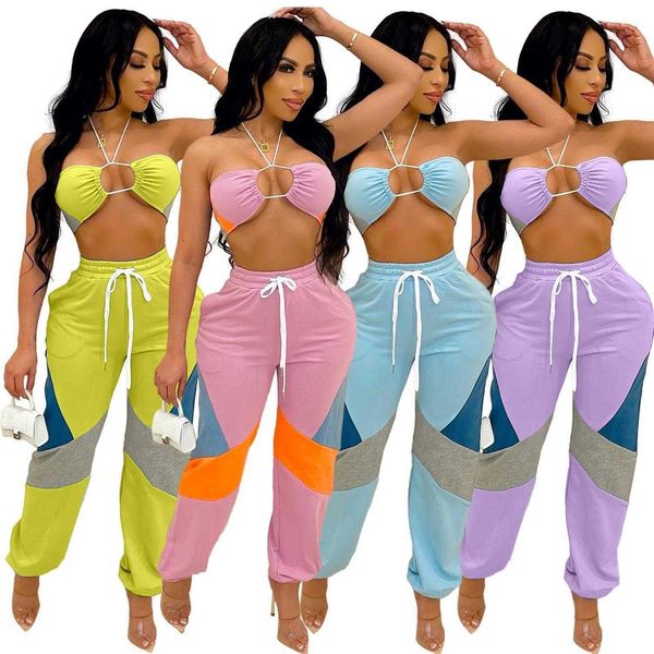 

multicolor mixed colors sling two pant piece sports jogging suit, White
