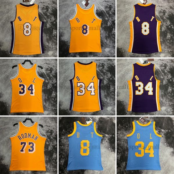 

printed vintage basketball jerseys 73 dennis rodman #8 #34 mesh motion breathable sport jersey, Black;red