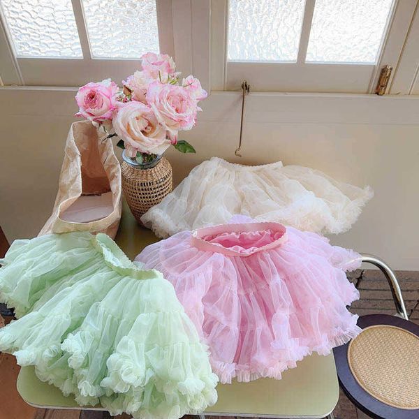 

skirts honeycherry girl's candy-coloured puffy skirt cute dazzling princess half-body dress tutu skirt t230301, Blue