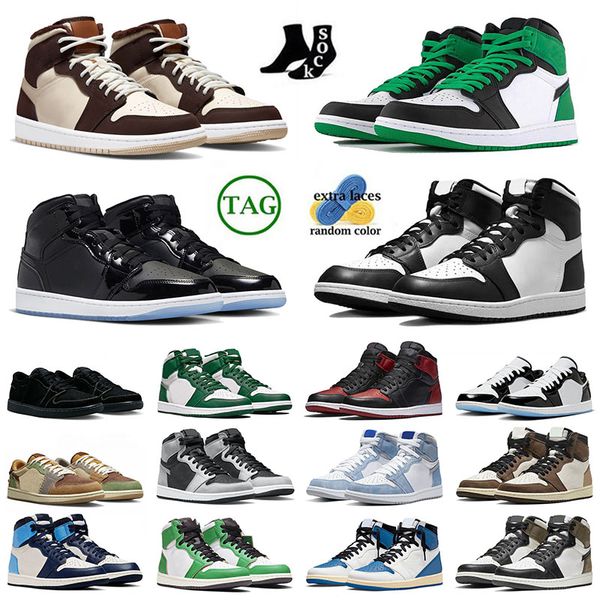 

jumpman 1 1s basketball shoes men black phantom space jam concord cream dark chocolate lucky green high og dark mocha designer