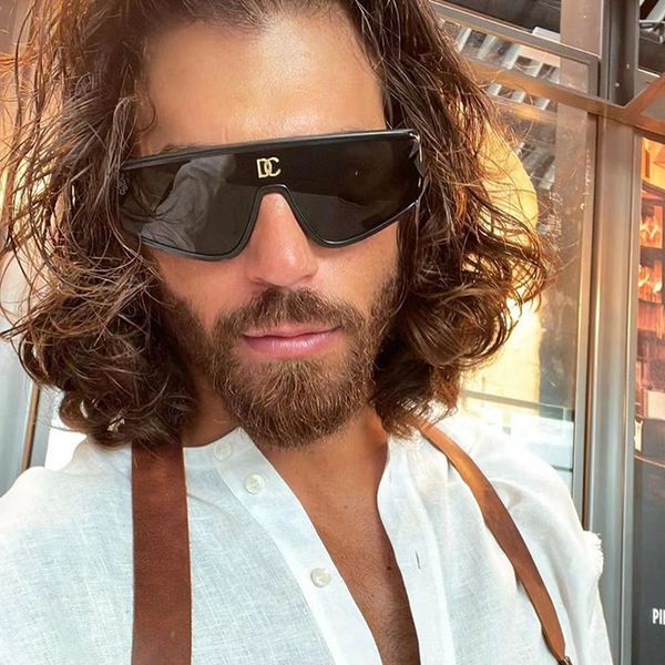 

2023 fashion eyewear vintage oversized conjoined style gradient white sunglasses men women luxury brand design sunglasses oculos de sol 9529, White;black
