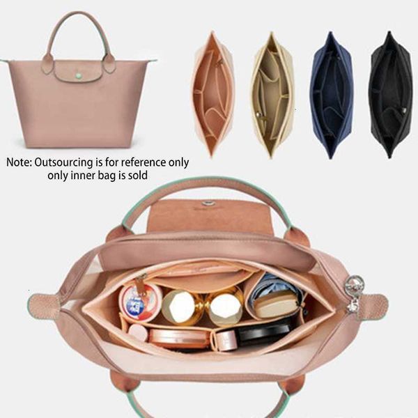 

s Insert Bag Multifunctional partition bag contents clearly visible Purse Handbag Liner Portable Travel Cosmetic Storage Multi-pocket Make Up Support Felt, Black