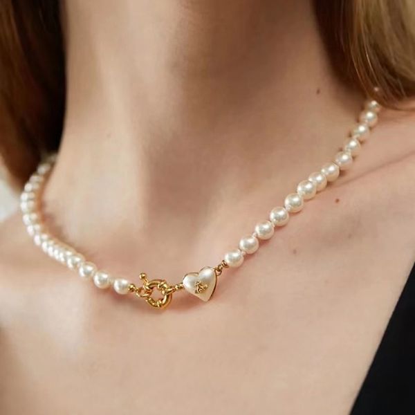 

chokers saturn heart necklace pearl choker designer luxury jewelry silver gold chain, Golden;silver