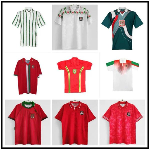 

wales retro soccer jerseys 1990 1993 gales 1992 1994 1995 1996 giggs hughes home away saunders rush boden speed vintage classic fo272n, Black;yellow