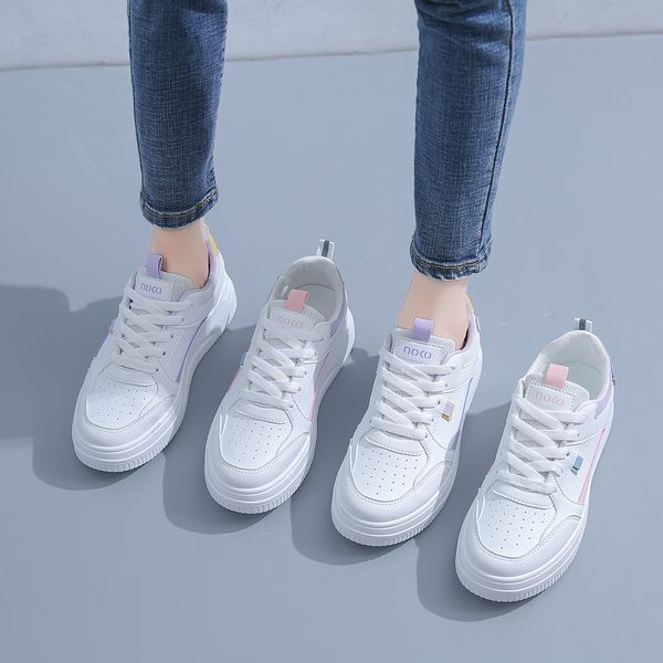 

fashion ale women's flatboard shoes white-pink white-purple spring casual shoes sneakers color16, Black