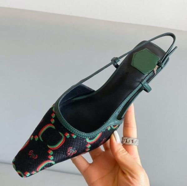 

sandals designers rhinestone women dress shoes fashion sandal gauze decoration calico luxury small square head kitten heel back strap leathe, Black