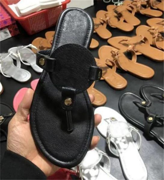 

designer brand women slippers summer ladies hollowed out sandals pattern flats flip flops loafer fashion tories slides rubber outdoor beach, Black