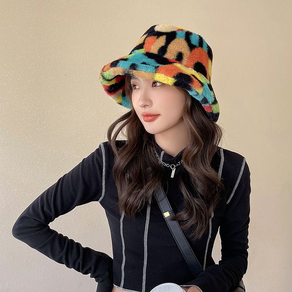 

wide brim hats bucket hats autumn and winter fisherman hat plush color pot hat letter camouflage striped ladies hats 230302, Blue;gray