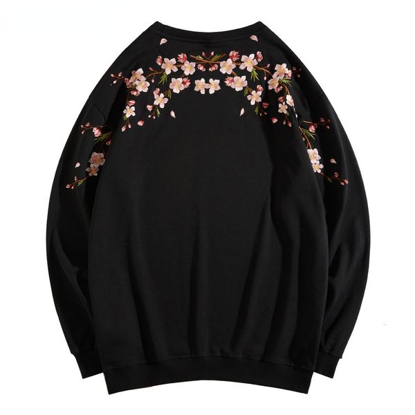 

women's hoodies sweatshirts blossom embroidered harajuku streetwear men pullover black white loose casual for women cs720 230302