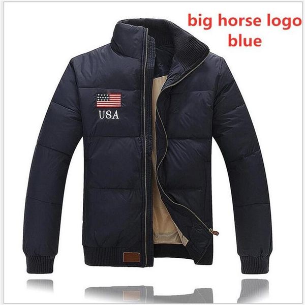

usa uk national flag logo polo logo new autumn winter men's fashion casual padded paul down jacket men's american flag c208m, Black