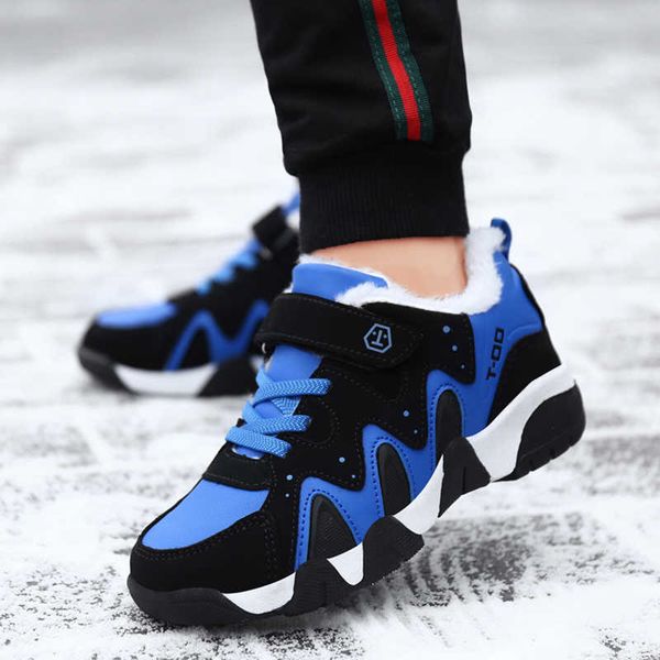 

athletic outdoor winter children sneakers warm plush cotton shoes fashion winter kids walking shoes casual light soft flat snow shoes for bo, Black