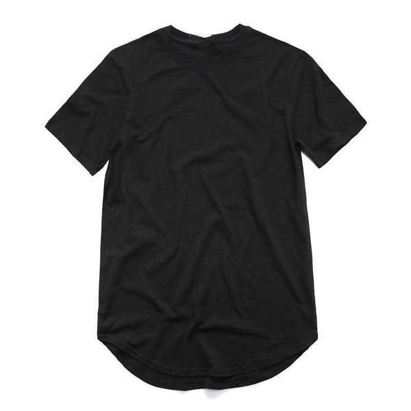 

men's t shirt fashion men's clothing curved hem line tees hip hop short sleeve basic t shirts street style t-shirt0b0w, White;black