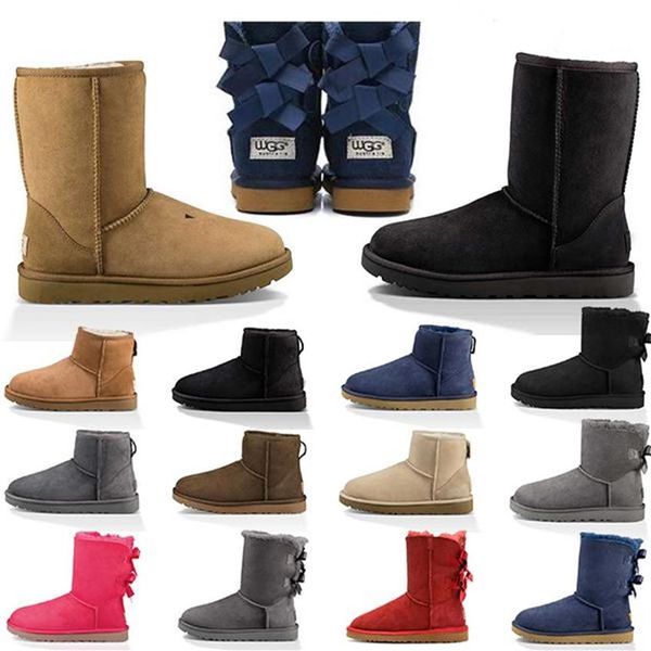 

womens boots snow booties classic short ankle knee black grey brown red pink blue women winter boot keep warm size 36-41339d