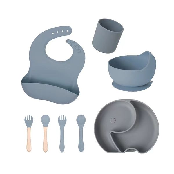 

baby feeding tableware lid set qipaner factory delivery baby feeding set silicone cutlery baby bowl and spoon dinnerware and cup