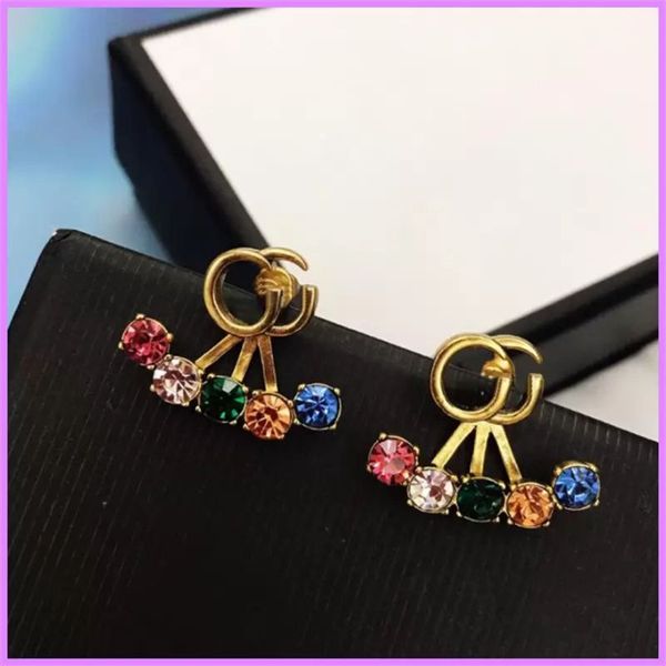 

charm diamonds earrings womens designer earring copper jewelry letters ear studs classic women earrings, Golden