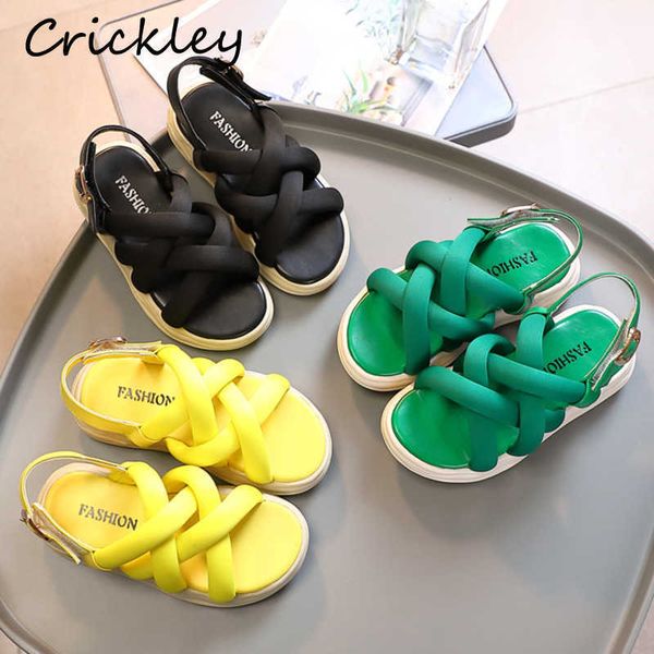 

sandals fashion girls sandals pinkycolor cross webbing hook loop beach shoes for kids princess soft comfortable barefoot children sandal r23, Black;red