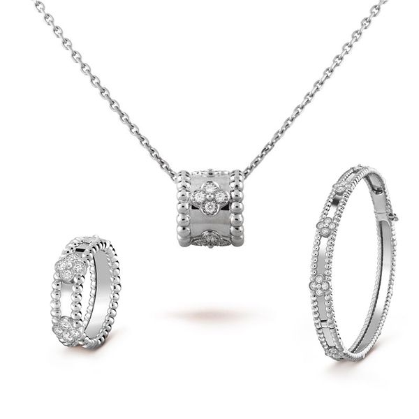 

bracelet necklace ring a set clover jewelry for women mens gold rose gold silver never fade with logo diamond crystal bracelets necklaces ri, Black