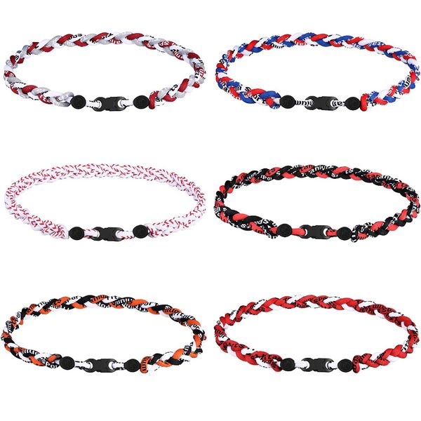 

baseball sports necklaces titanium sports braided choker, Golden;silver
