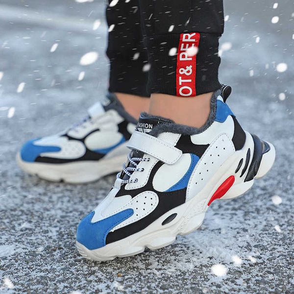 

athletic outdoor children warm sneakers winter warm plush cotton shoes fashion winter kids walking shoes casual light soft snow shoes for bo, Black