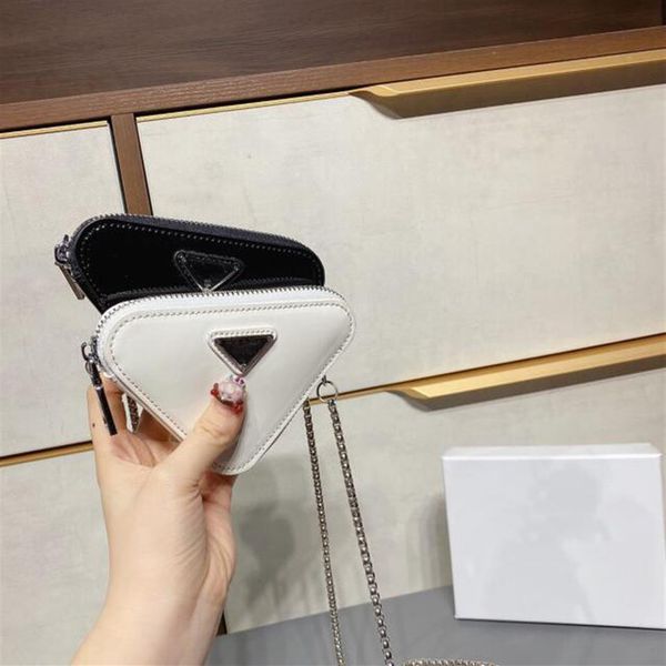 

luxury cute key triangle shape coin purse wallets nylon coin pouch purses card holder lipstick bag chain shoulder bag1690, Red;black