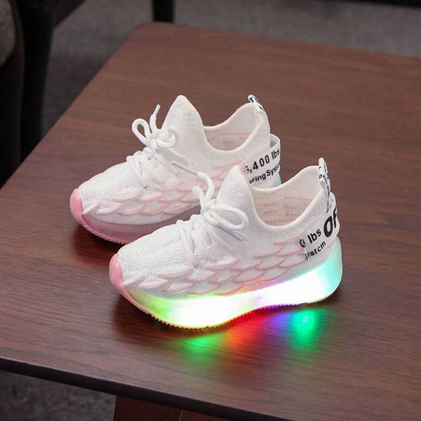 

athletic outdoor children shoes led luminous lighted casual fashion breathable baby boys girls sport running soft bottom non-slip kids sneak, Black