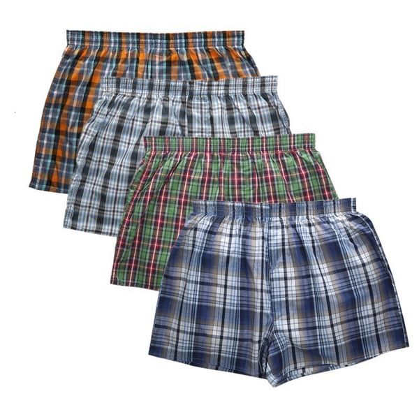 

underpants classic plaid men pants casual fashion brand boxer 4pcslot mens cotton boxers mens shorts underwear 230301, Black;white