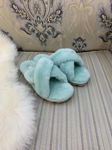 

sheep fur integrated cross slippers super light technology rubber outsole high density wool shoes size 35-40, Black