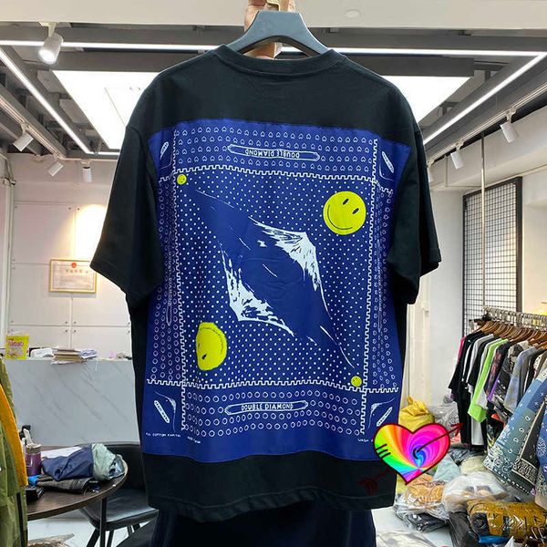 

men's t-shirts kapital t-shirt 2021 men women back double diamond graphic kapital man tee slightly oversize short sleeve t230302, White;black