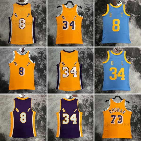 

printed vintage basketball jerseys 73 dennis rodman #8 #34 mesh motion breathable sport jersey, Black;red
